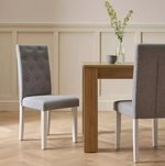 Home Pair of Tweed Fabric Dining Chairs Grey | Modern Kitchen Dining Chair Set
