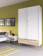 Tvilim Oslo 2 Door 2 Drawer Wardrobe - White and Oak (B GRADE 1084)