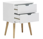 GFW Nyborg 2 Drawer Bedside Table White | Bedroom Nightstand Storage Furniture