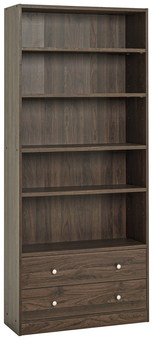 Home Maine 2 Drawer Bookcase - Walnut | Neat Accessory Storage