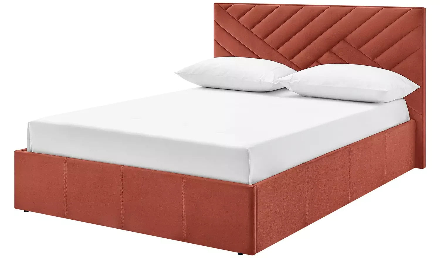 Home Luca Kingsize End Lift Ottoman Bed Burnt Orange | Storage Bed Frame Bedroom