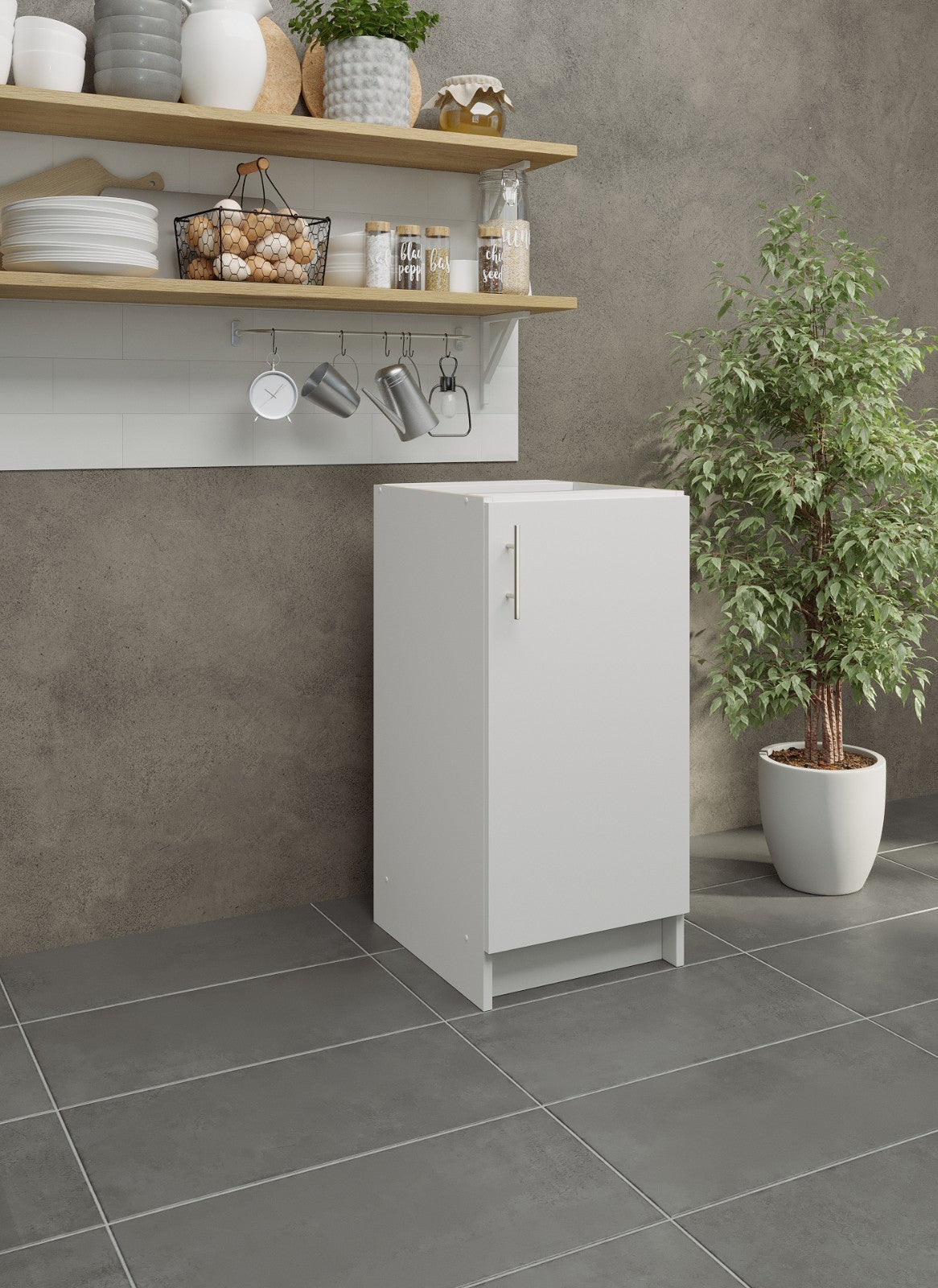 JD Greta Fixed Height Kitchen Base Unit 400mm - White Matt A-