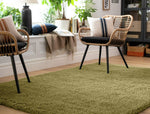 Habitat Noodle Shaggy Plain Rug - Olive - 120x170cm