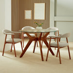 Zela Glass 4 Seater Dining Table - Walnut | Chic Mealtime Setup