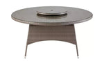Seychelles 6 Seater Rattan Effect Round Dining Table Grey | Outdoor Garden Patio