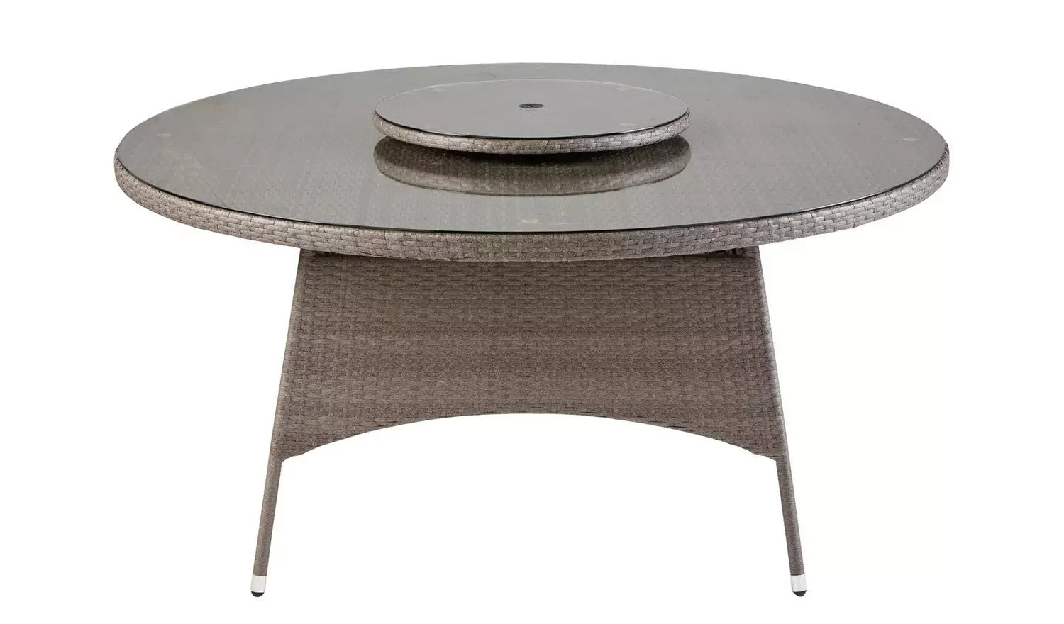 Seychelles 6 Seater Rattan Effect Round Dining Table Grey | Outdoor Garden Patio