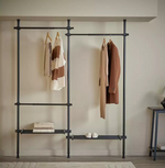 Double Adjustable Ceiling Clothes Rail Black | Hanging Garment Storage Rack