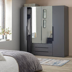 Hallingford 4 Door 3 Drawer Wardrobe - Anthracite | Modern Bedroom Storage