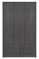 Malibu 3 Dr 4 Drawer Wardrobe - Black Oak Effect | Dark Wood Look