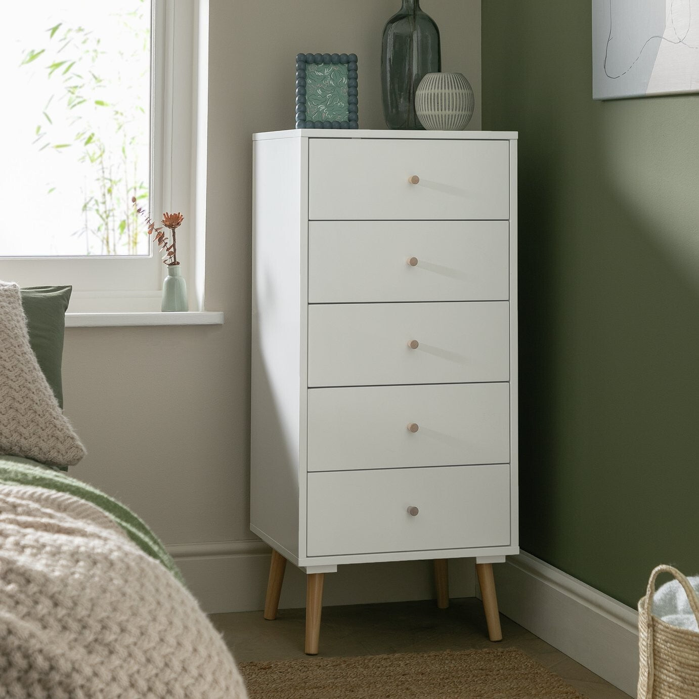 Habitat Otto 5 Drawer Tallboy - White ( B Grade 36787 - 36785 )