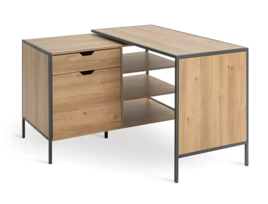 Home Loft Living 2 Drawer Swivel Office Desk Oak | Home Office