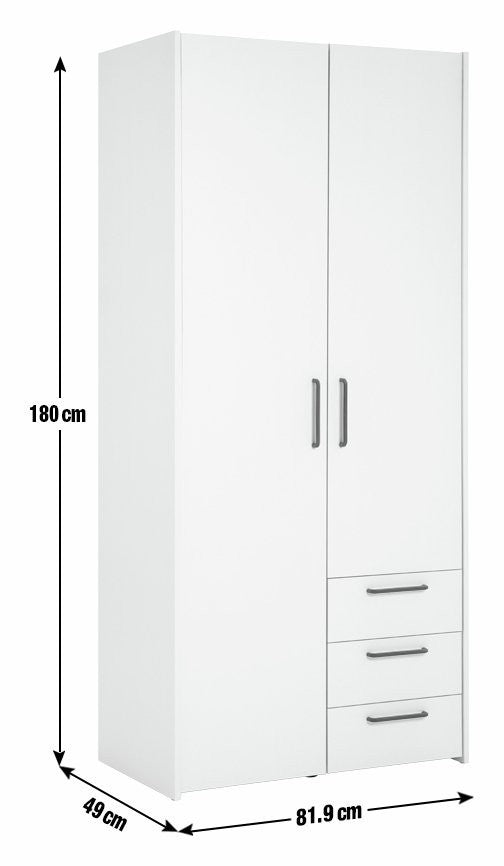Oldham 2 Door 3 Drawer Wardrobe - Walnut | Simple and smart storage solution
