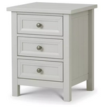 Julian Bowen Maine 3 Drawer Bedside Table Dove Grey | Bedroom Storage Nightstand