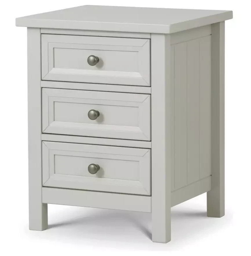 Julian Bowen Maine 3 Drawer Bedside Table Dove Grey | Bedroom Storage Nightstand