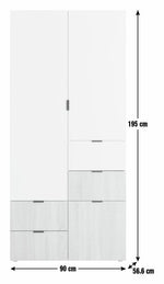 Zeke 2 Door 4 Drawer Wardrobe - White & Oak | Bright Minimalist Styling