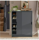Home Chloe 2 Door Shoe Storage Cabinet - Grey | Grey Hallway Shoe Cupboard Unit