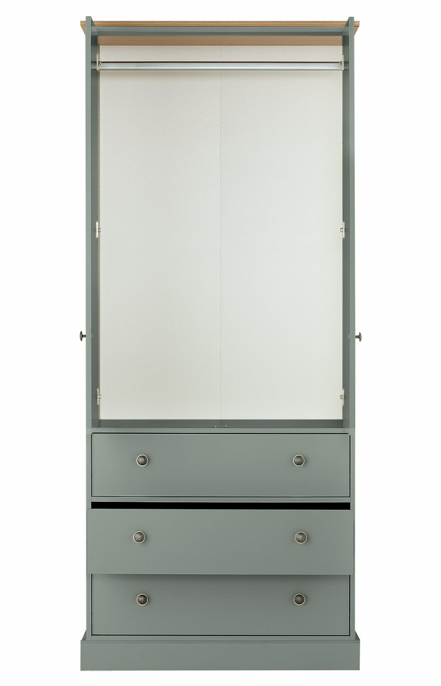 Kensington 2 Door 3 Drawer Wardrobe - Sage Green | Elegant bedroom furniture