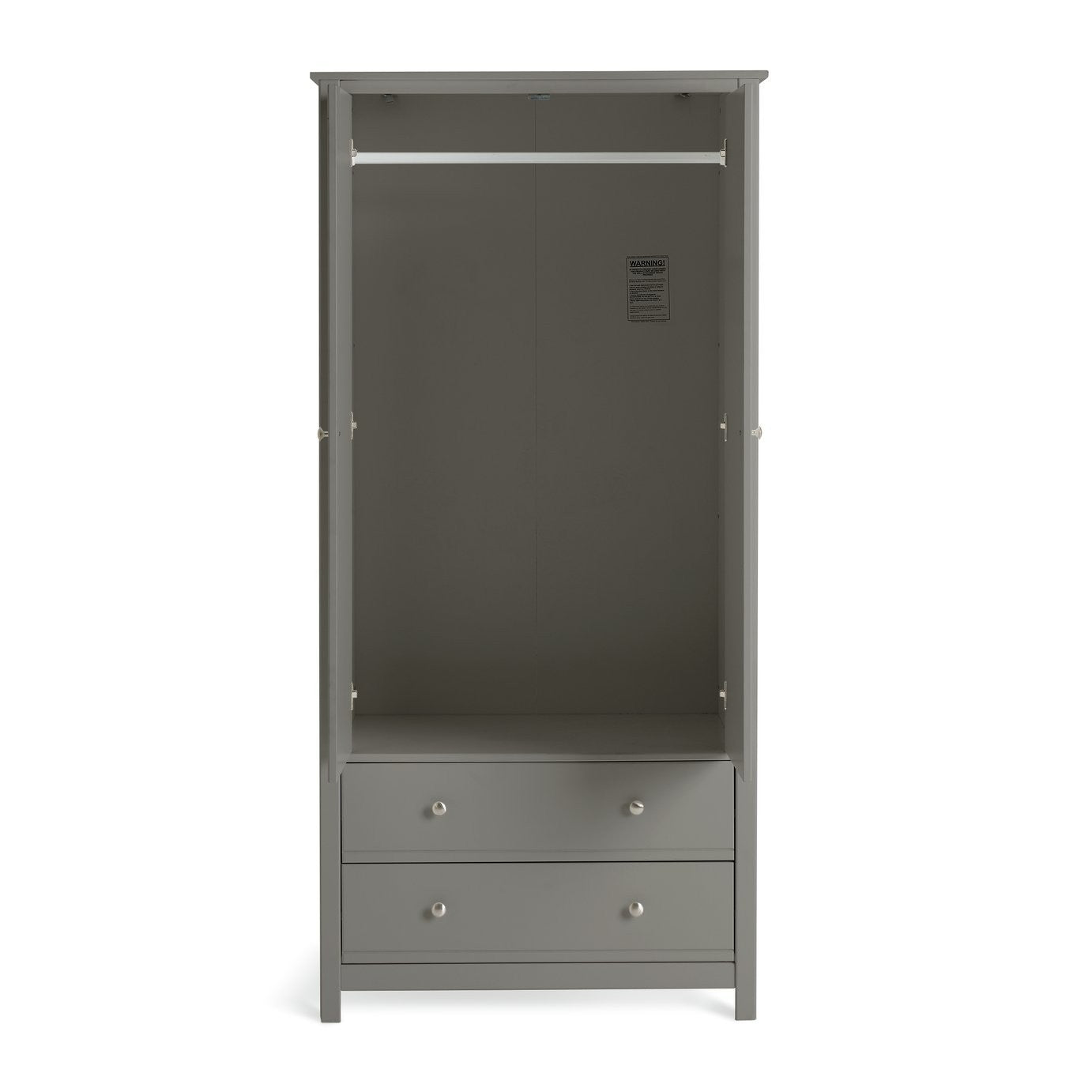 Brooklyn 2 Door 2 Drawer Wardrobe - Grey | Fashion Clothing Organization