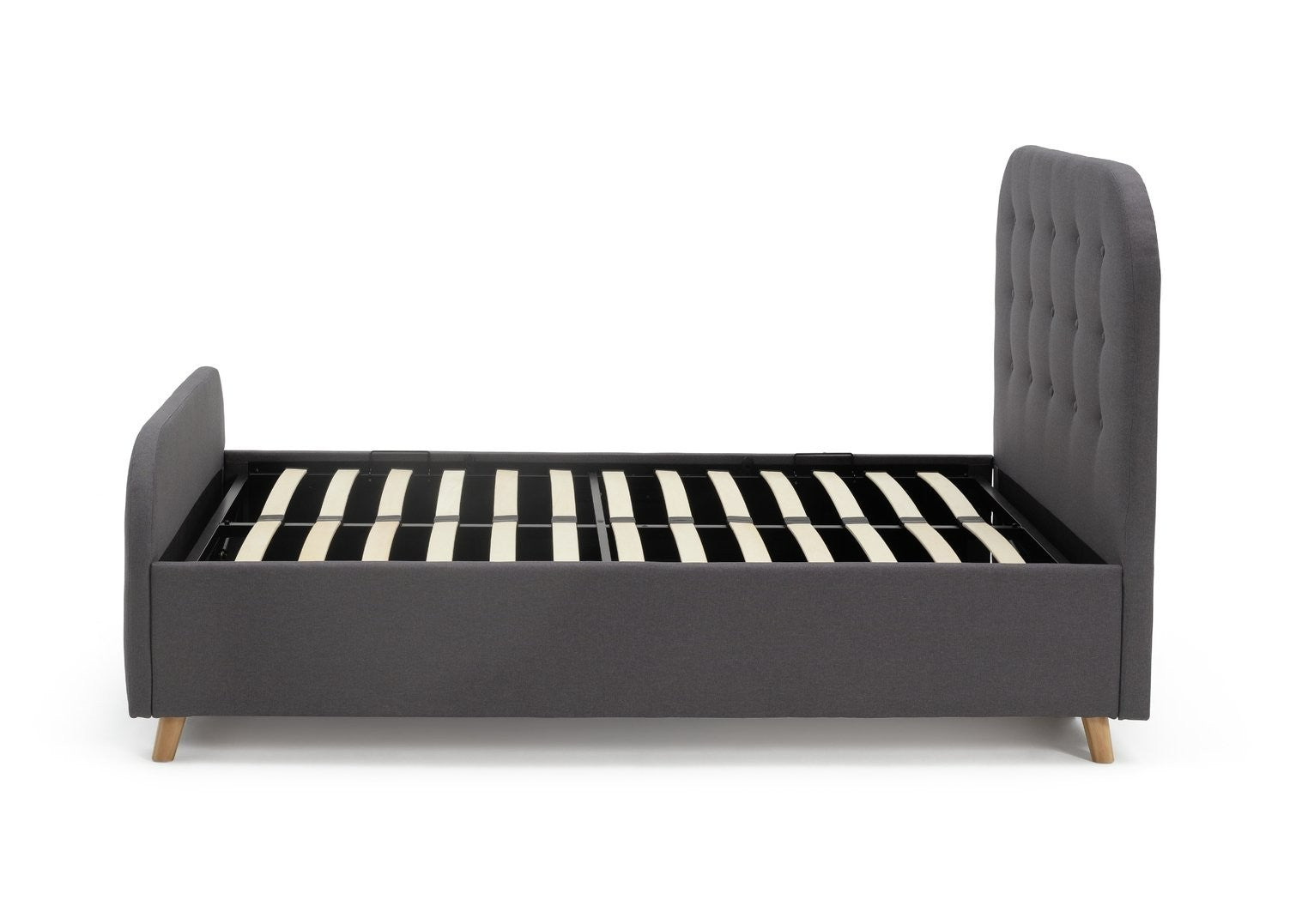 Ashby Ottoman Double Fabric Bed Frame - Grey | Soft Upholstered Comfort Bed
