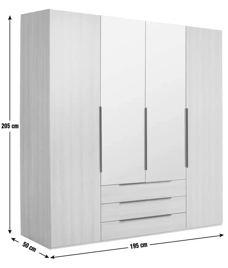 Hallingford 4 Door 3 Drawer Wardrobe - Grey & Oak (B Grade)