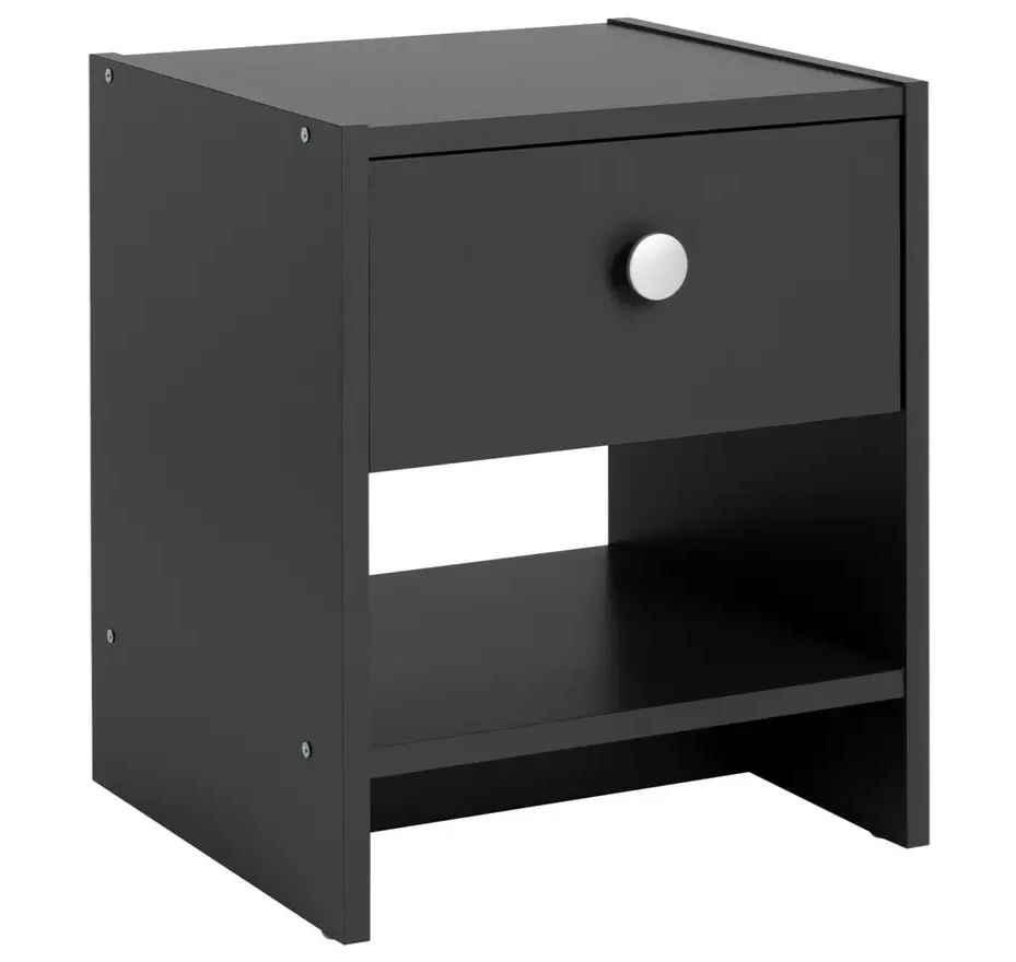Home Seville 1 Drawer Bedside Table Anthracite | Bedroom Nightstand Storage Furn