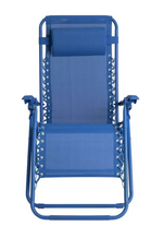 Folding Metal Zero Gravity Sun Lounger Blue | Outdoor Garden Reclining Chair