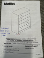 Kids Malibu 6 Drawer Chest - Pink & White (B GRADE 1033.)