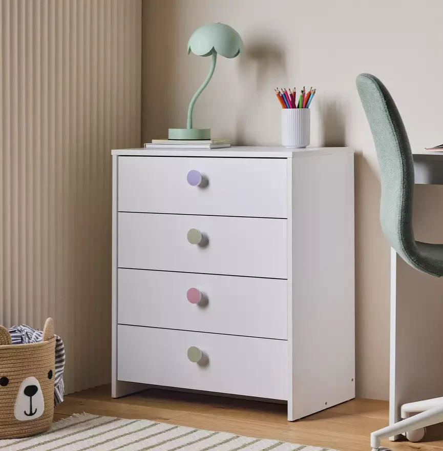 Home Juno 4 Drawer Chest White | Bedroom Storage Furniture Unit