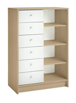 Home Kids Malibu 6 Drawer Chest White & Oak | Children’s Bedroom Storage Unit