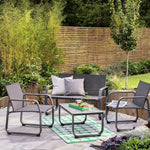 Home Trelew 4 Seater Metal Patio set - Black | Weather-resistant patio set