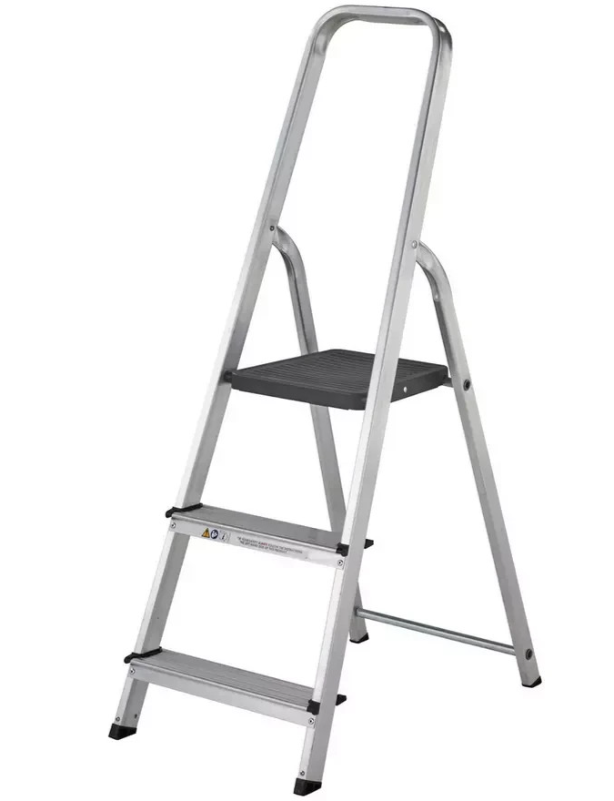 Home Werner 3 Tread High Handrail Step Ladder | Folding Steel Household Ladder