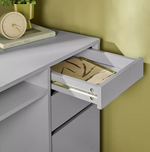 Home Pepper 2 Drawer Large Office Desk - Grey | Modern Computer Workstation