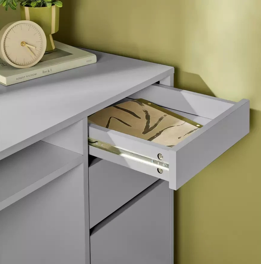 Home Pepper 2 Drawer Large Office Desk - Grey | Modern Computer Workstation