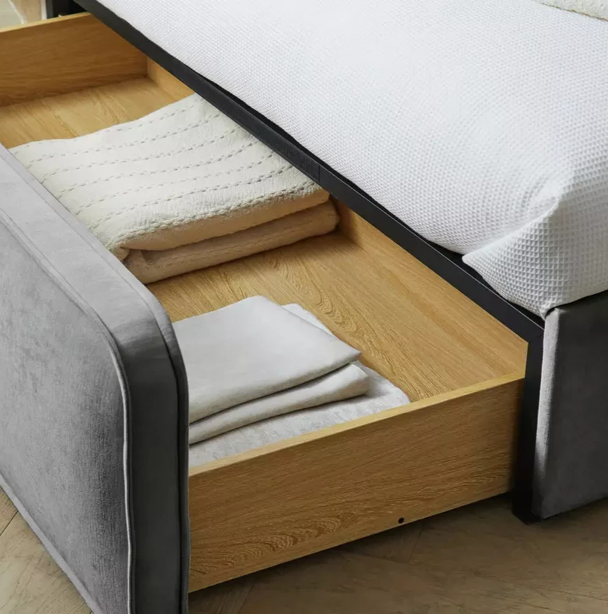 Ruxley Kingsize End Drawer Storage Bed - Grey | Stylish Sleep Space
