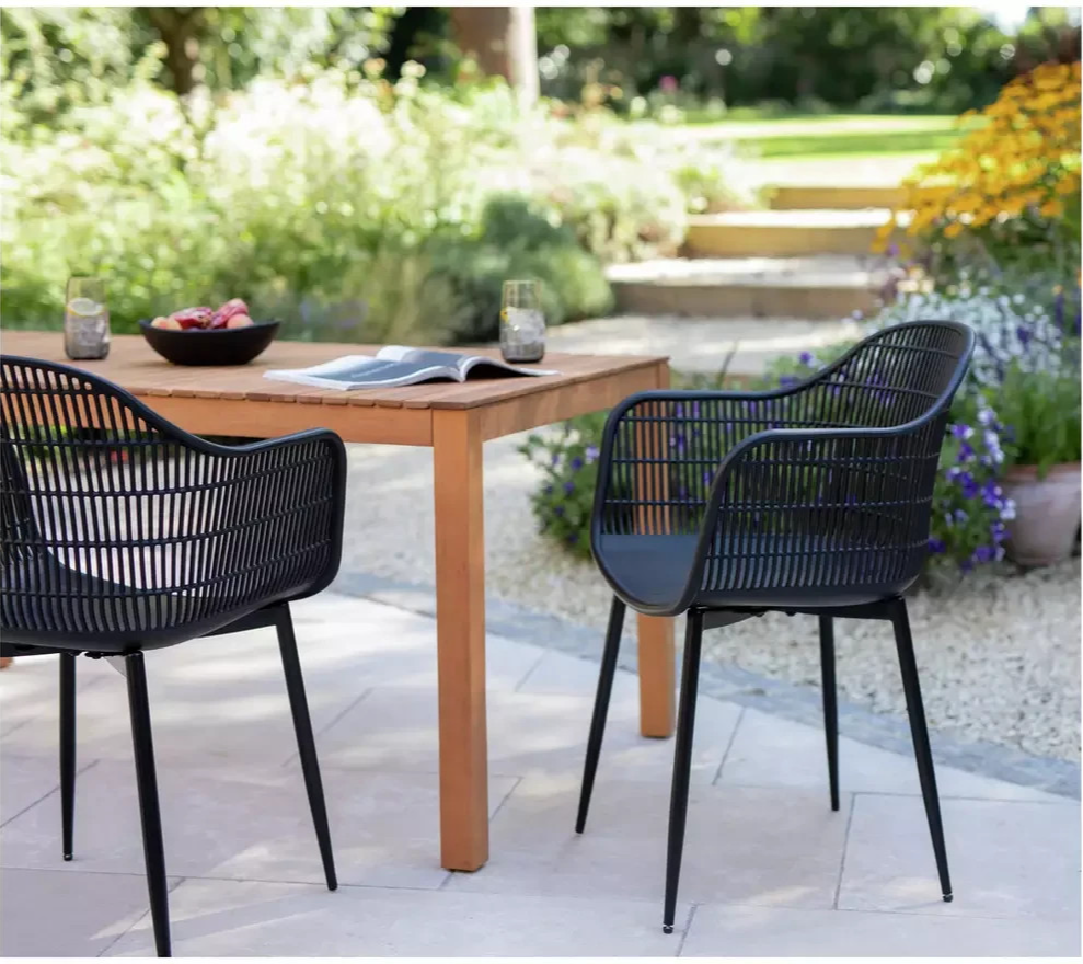 Serpa Set of 2 Plastic Garden Chairs - Black