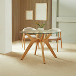 Zela Glass 4 Seater Dining Table - Natural | Chic Mealtime Setup