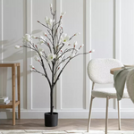 Home Artificial White Magnolia Tree 71cm | Realistic Indoor Home Plant Decoratio