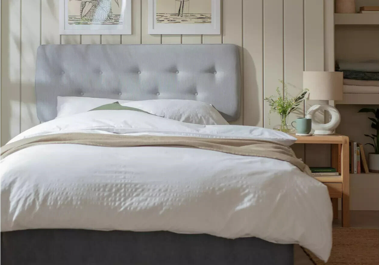 Skandi Small Double Headboard - Light Grey | Grey Fabric Bed Headboard Modern