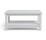 Home Malibu Coffee Table - White | Rectangular Living Room Table Storage Shelf