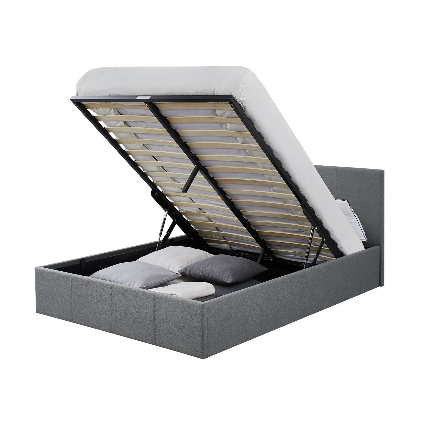 Home Heathdon Kingsize End Lift Ottoman Bed - Grey | Modern Bedroom Storage
