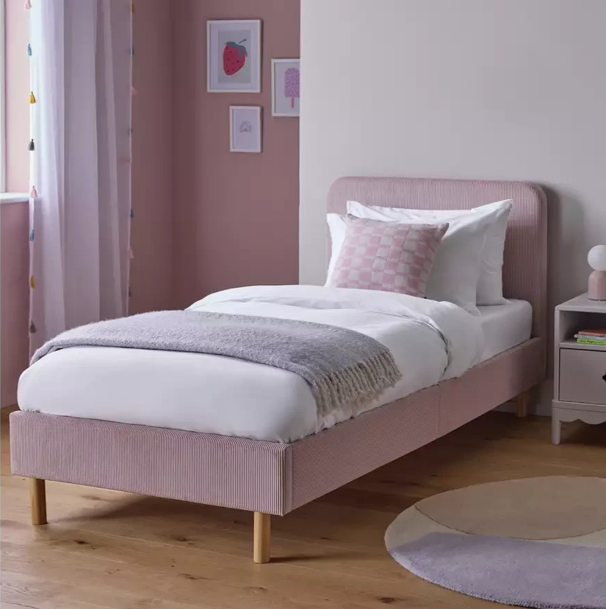 Home Kids Arden Single Upholstered Bed Frame Pink | Children's Bedroom Furniture