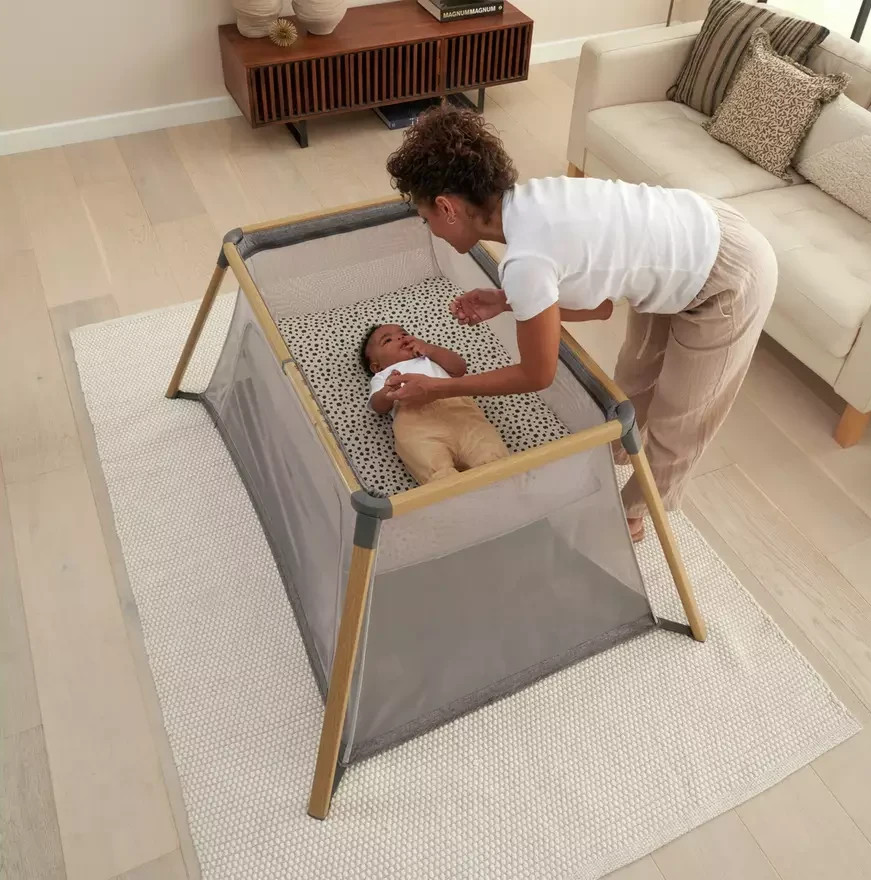 Tutti Bambini CoZee Go Crib Oak Charcoal | Portable Baby Bed & Travel Crib