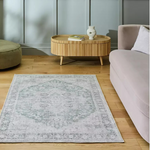 Vintage Effect Green Rug | 120x170cm | Vintage Living Room Bedroom Area Rug Carp