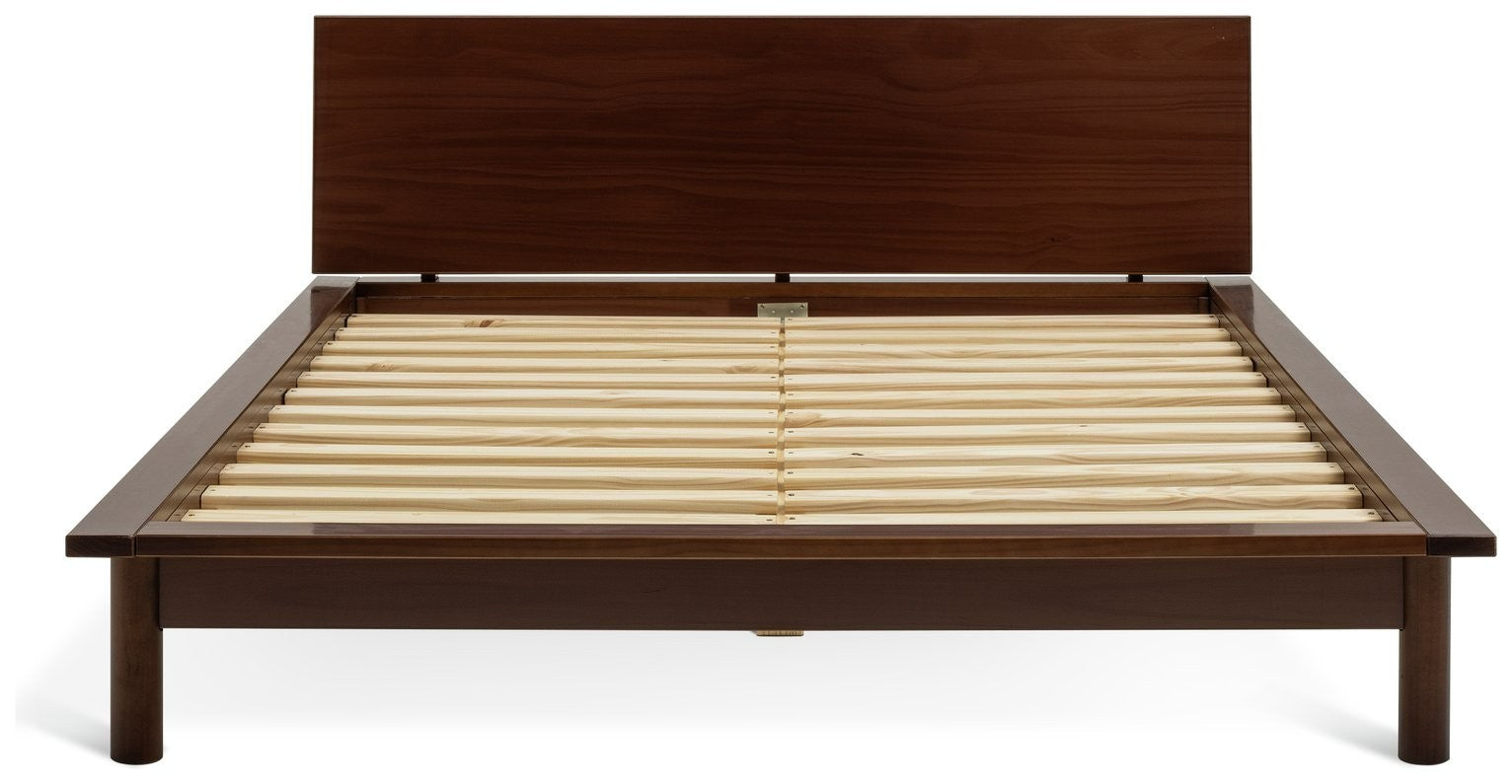 Akio Double Wooden Platform Bed Frame - Walnut | Platform bed frame double
