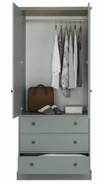 Kensington 2 Door 3 Drawer Wardrobe - Sage Green (B GRADE 1080)