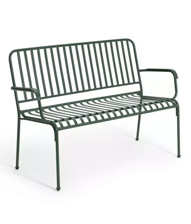 Indu 2 Seater Metal Garden Bench - Green (S)