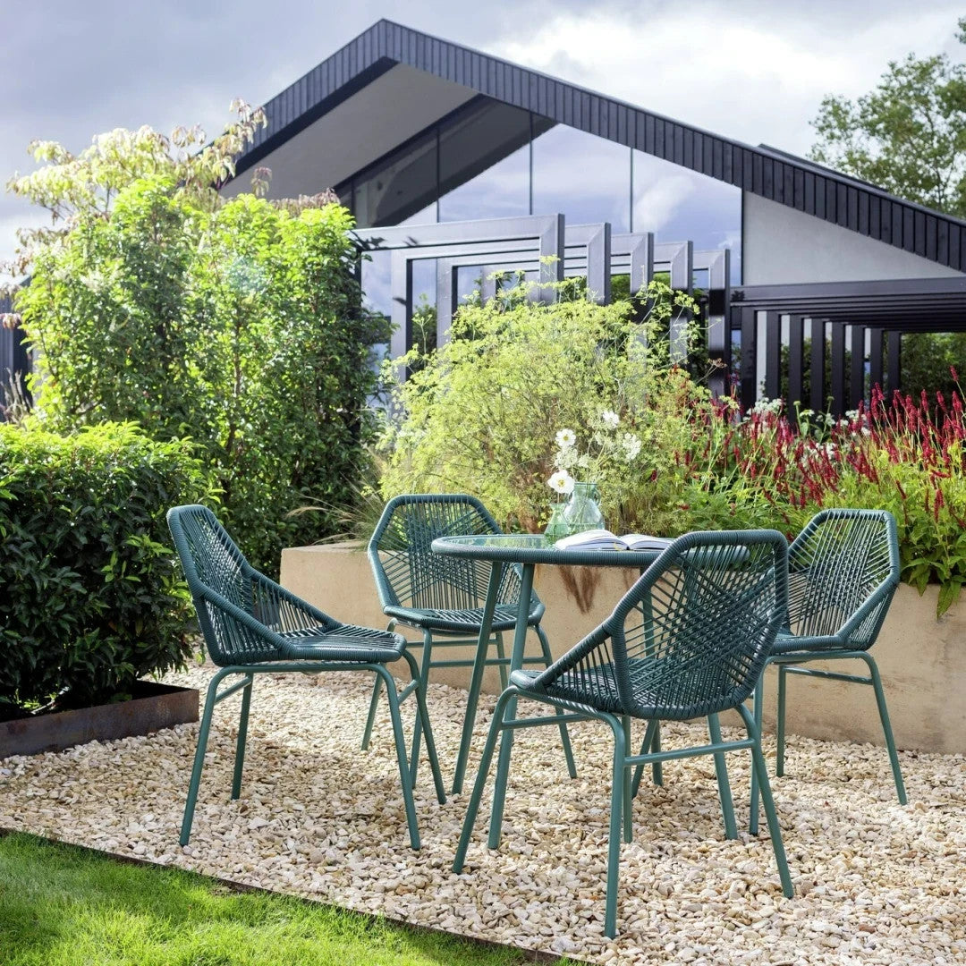 Hector 4 Seater Rattan Effect Patio Set - Green | Backyard Entertaining Setup