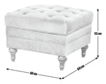 Chesterfield Velvet Storage Footstool - Blue