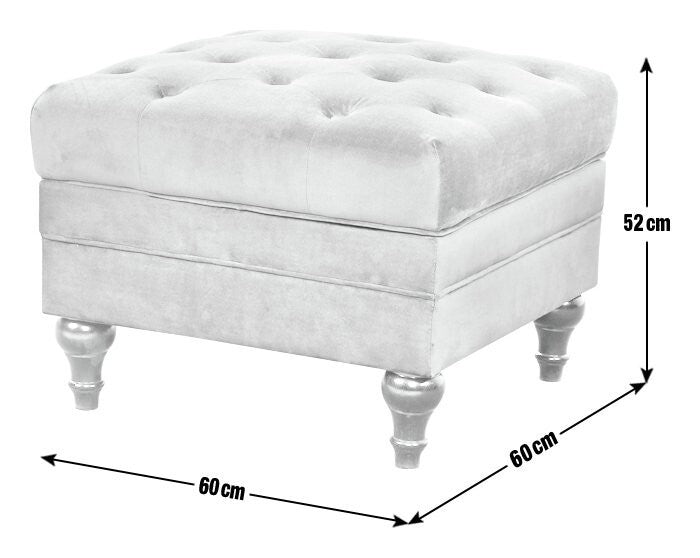 Chesterfield Velvet Storage Footstool - Blue