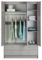 Home Malibu 3 Door 4 Drawer Wardrobe - Grey